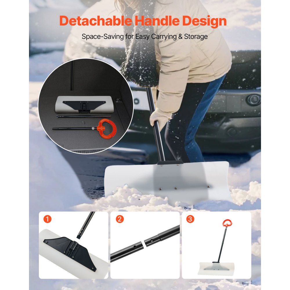 Plastic Snow Pusher Shovel 61 cm Heavy Duty Winter Snow Plow for Driveway