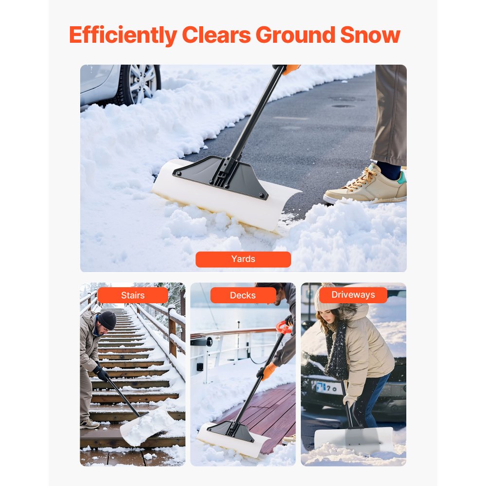 Plastic Snow Pusher Shovel 61 cm Heavy Duty Winter Snow Plow for Driveway