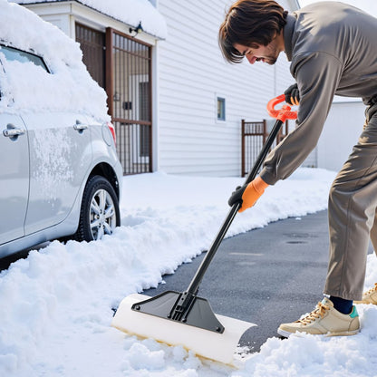 Plastic Snow Pusher Shovel 61 cm Heavy Duty Winter Snow Plow for Driveway