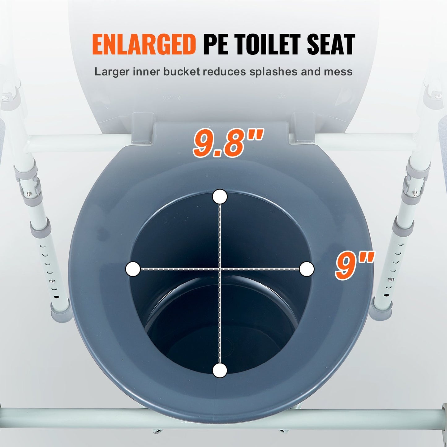 VEVOR Commode Chair, Bedside Commode with Wider Toilet Seat, 7-Level Adjustable