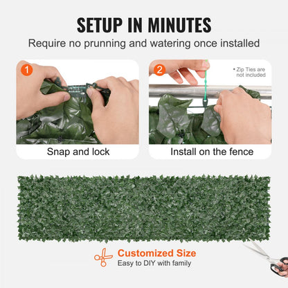 VEVOR Ivy Privacy Fence, 39 x 158in Artificial Green Wall Screen, Greenery Ivy Fence with Mesh Cloth Backing and Strengthened Joint, Faux Hedges Vine Leaf Decoration for Outdoor Garden, Yard, Balcony