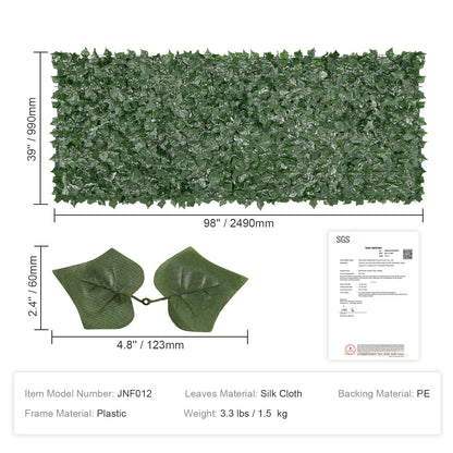 VEVOR Ivy Privacy Fence, 990 x 2490 mm  Artificial Green Wall Screen, Greenery Ivy