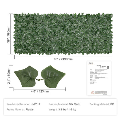 Artificial Green Ivy Privacy Fence, 0.99 x 2.49 m, Outdoor Garden Screen