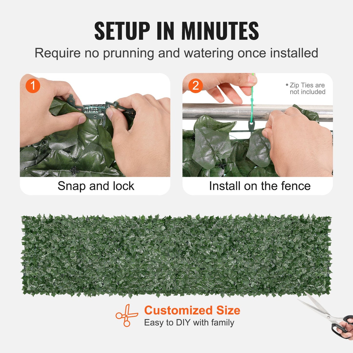 VEVOR Ivy Privacy Fence, 39 x 158in Artificial Green Wall Screen, Greenery Ivy Fence