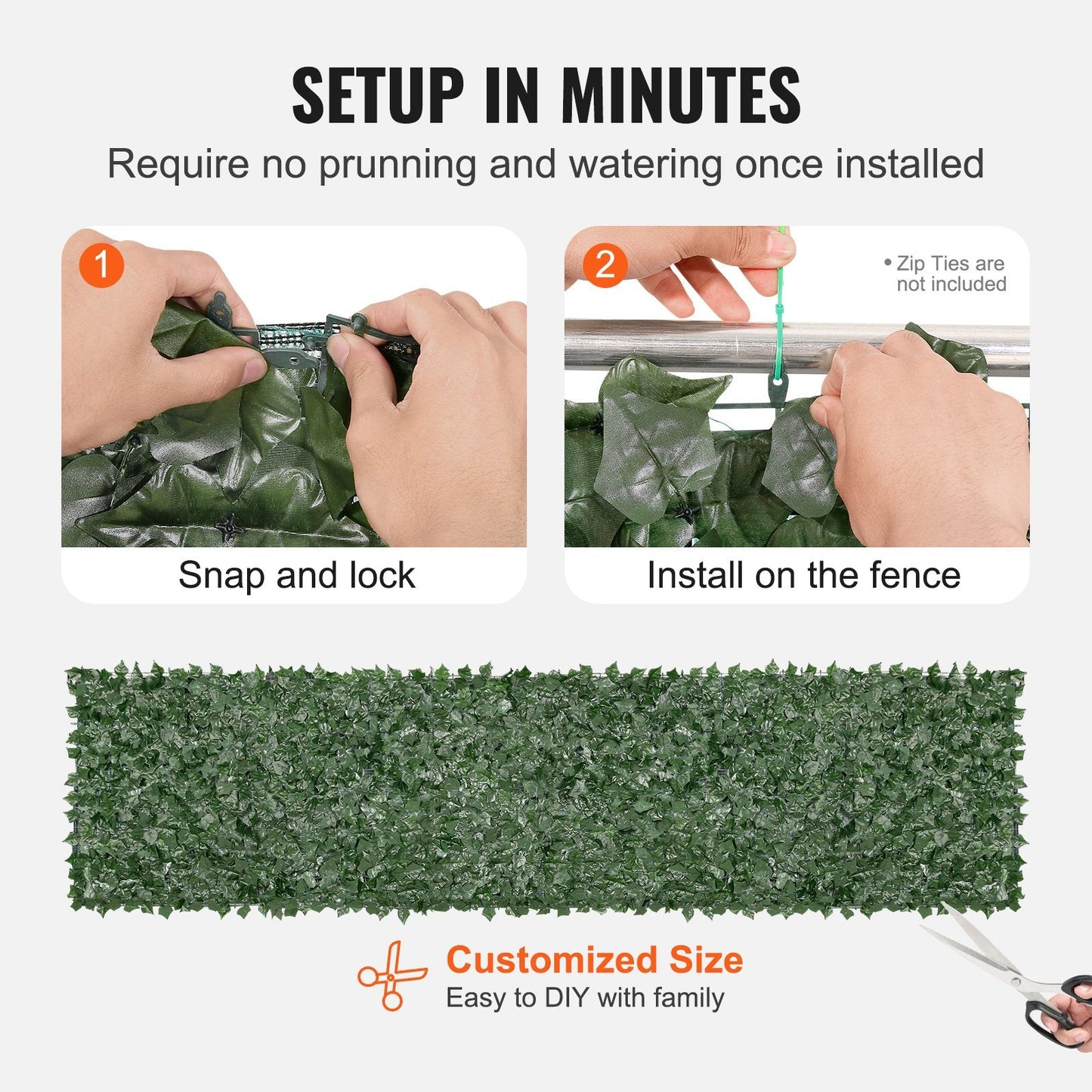 Artificial Ivy Privacy Screen, 1 x 4m Green Wall for Garden or Balcony Decor