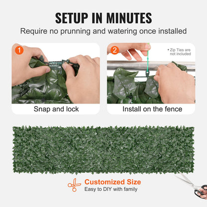 Artificial Ivy Privacy Screen, 1 x 4m Green Wall for Garden or Balcony Decor