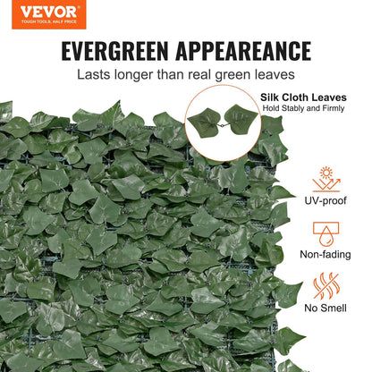 Artificial Ivy Privacy Fence with PE Mesh Backing, 1 x 5m, Green Leaf Screen