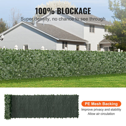 Artificial Ivy Privacy Fence with PE Mesh Backing, 1 x 5m, Green Leaf Screen
