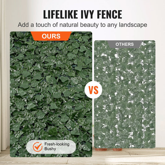Artificial Ivy Privacy Fence with PE Mesh Backing, 1 x 5m, Green Leaf Screen