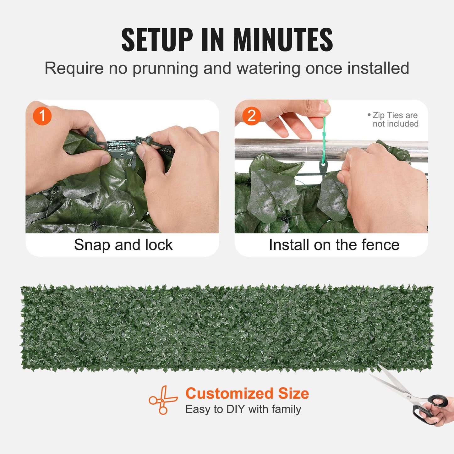 VEVOR Ivy Privacy Fence, 39 x 198in Artificial Green Wall Screen, Greenery Ivy Fence
