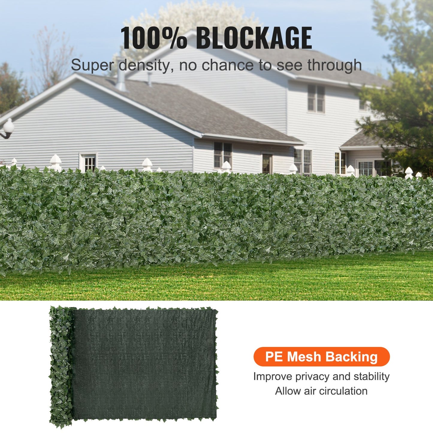 VEVOR Ivy Privacy Fence, 59 x 158in Artificial Green Wall Screen, Greenery Ivy Fence