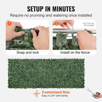 VEVOR Ivy Privacy Fence, 59 x 158in Artificial Green Wall Screen, Greenery Ivy Fence