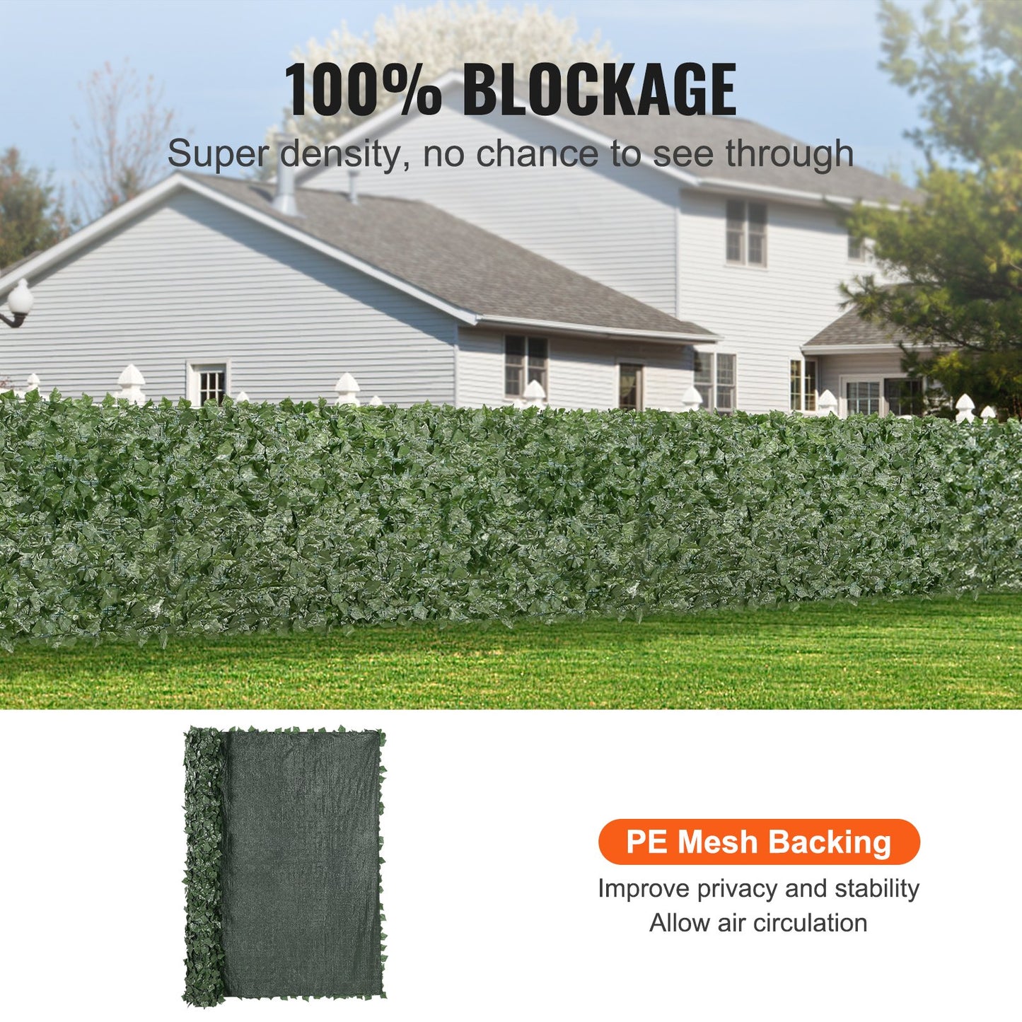 VEVOR Ivy Privacy Fence, 1830 x 2440 mm Artificial Green Wall Screen, Greenery Ivy