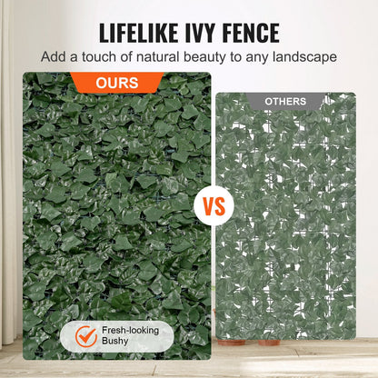 Artificial Ivy Privacy Screen, 1.83 x 2.44 m Green Wall with PE Mesh Backing
