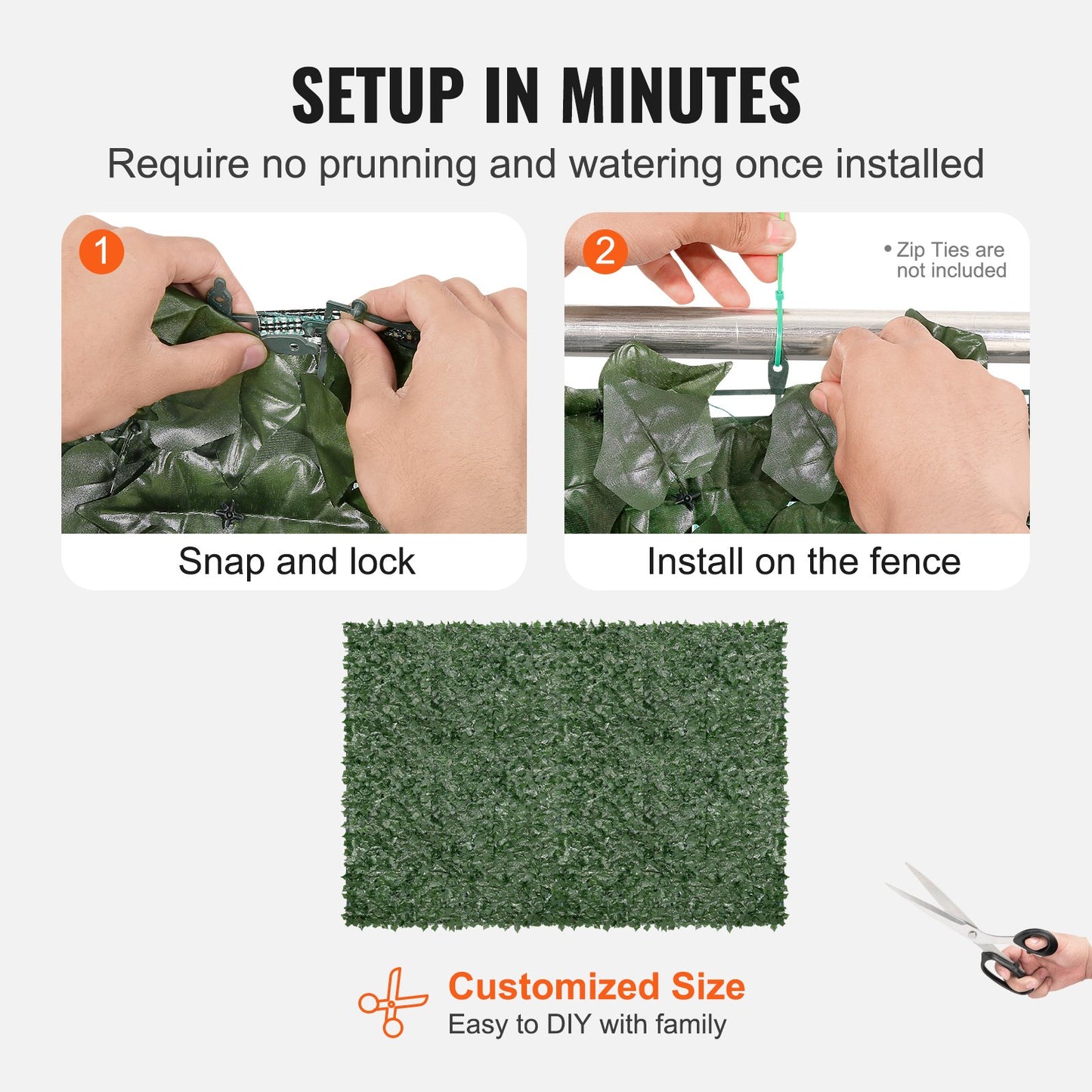 VEVOR Ivy Privacy Fence, 1830 x 2440 mm Artificial Green Wall Screen, Greenery Ivy