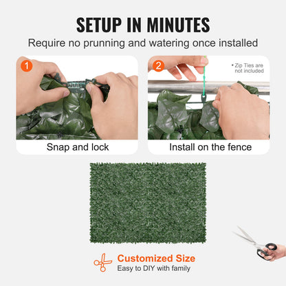 VEVOR Ivy Privacy Fence, 1830 x 2440 mm Artificial Green Wall Screen, Greenery Ivy