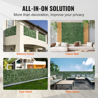 Artificial Ivy Privacy Screen, 1.83 x 2.44 m Green Wall with PE Mesh Backing