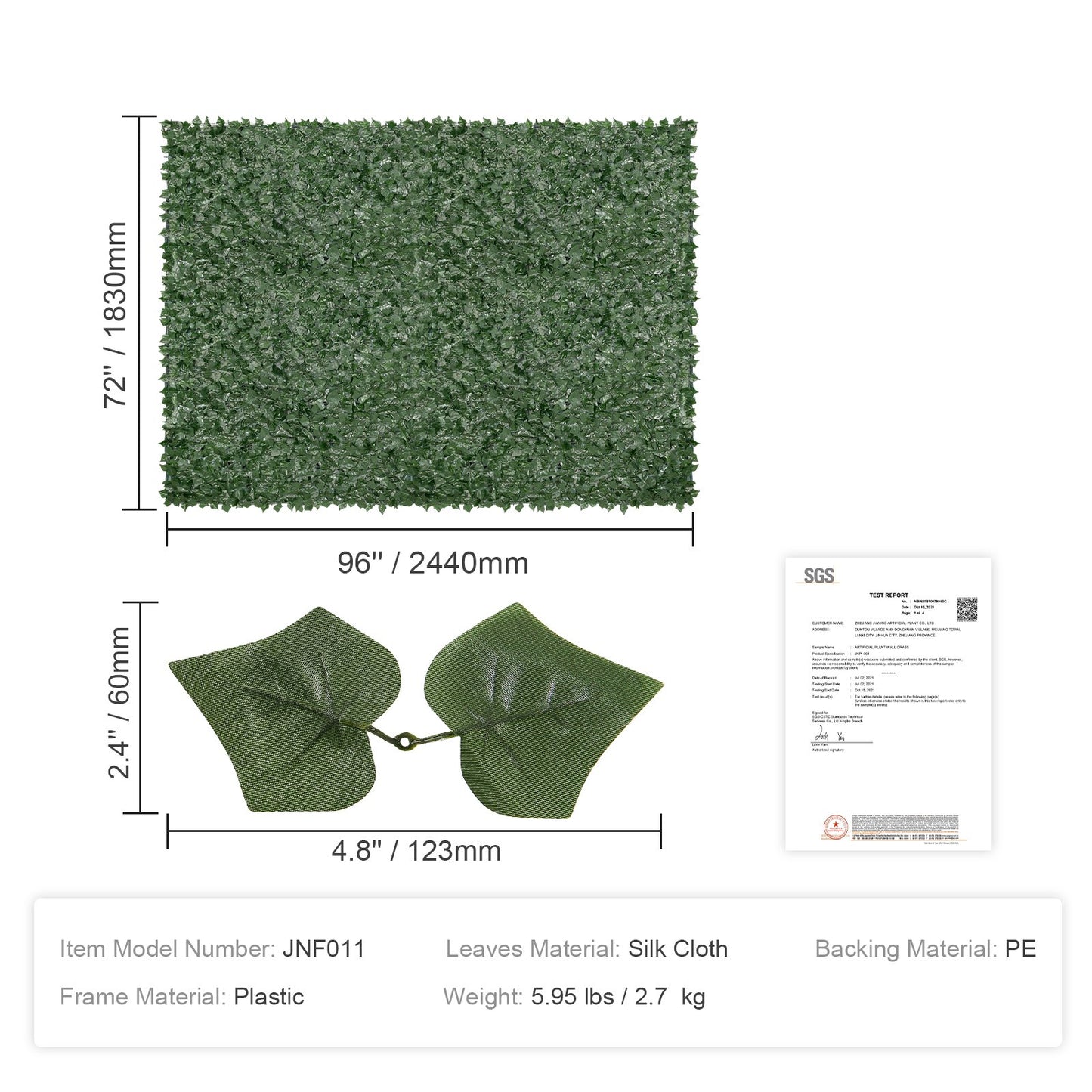 VEVOR Ivy Privacy Fence, 1830 x 2440 mm Artificial Green Wall Screen, Greenery Ivy