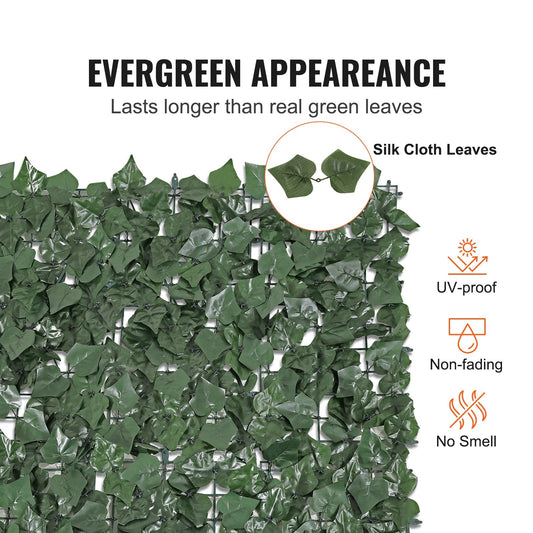 Lifelike veined ivy leaves create a natural green wall screen for gardens, patios, and yards