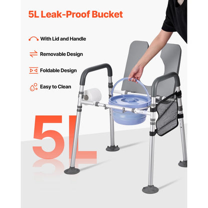 Bedside Commode Chair 4-in-1 Raised Toilet Seat Adjustable Height 227 kg