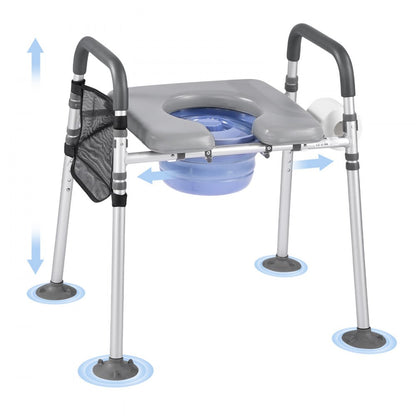 Bedside Commode Chair 4-in-1 Raised Toilet Seat Adjustable Height 227 kg