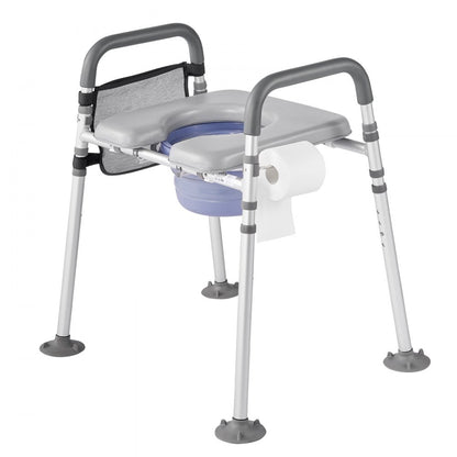 Bedside Commode Chair 4-in-1 Raised Toilet Seat Adjustable Height 227 kg