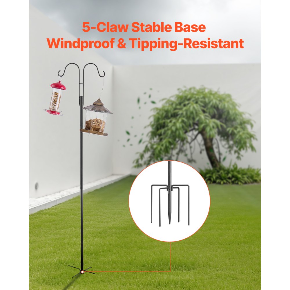 VEVOR Double Shepherds Hook 8 Pack 2730mm Heavy Duty Bird Feeder Pole