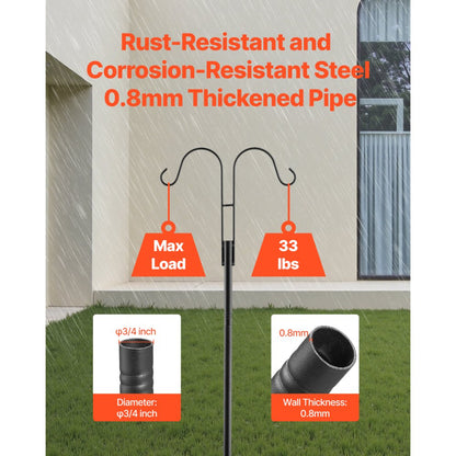 VEVOR Double Shepherds Hook 8 Pack 1560mm Heavy Duty Bird Feeder Pole