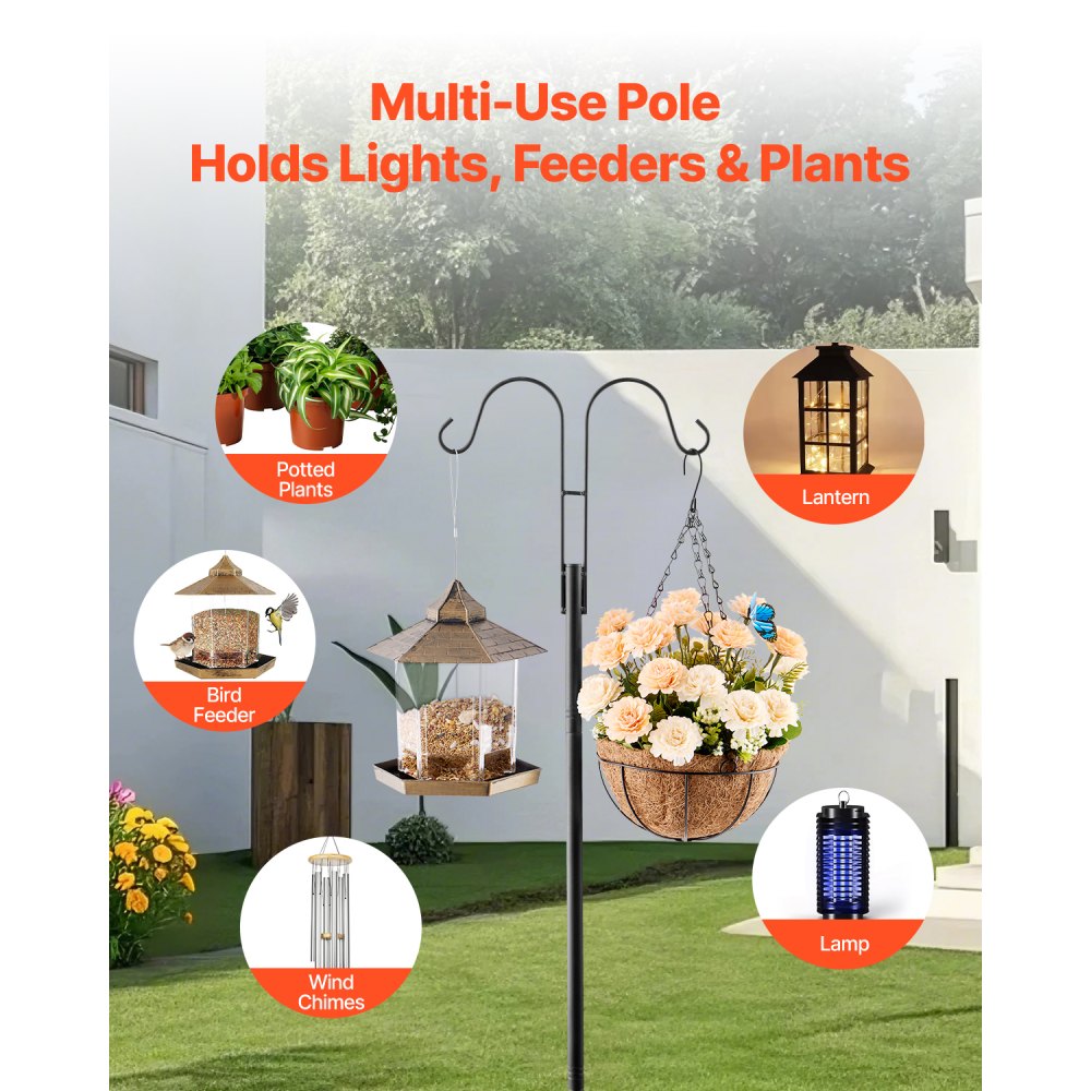 VEVOR Double Shepherds Hook 8 Pack 1560mm Heavy Duty Bird Feeder Pole