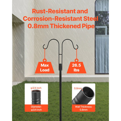 VEVOR Double Shepherds Hook 8 Pack 1950mm Heavy Duty Bird Feeder Pole