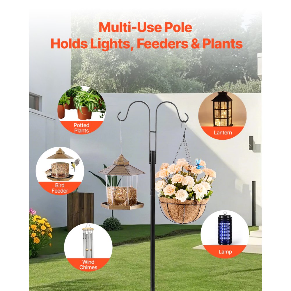 VEVOR Double Shepherds Hook 8 Pack 1950mm Heavy Duty Bird Feeder Pole
