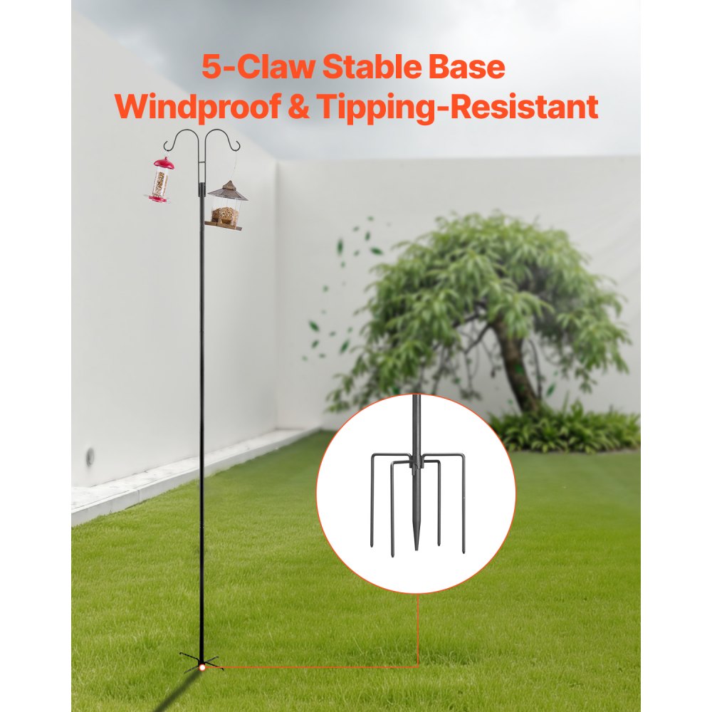 VEVOR Double Shepherds Hook 8 Pack 2345mm Heavy Duty Bird Feeder Pole