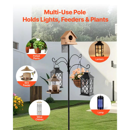 VEVOR 2370mm Bird Feeding Station 4 Hook Wild Bird Feeder Stand Pole