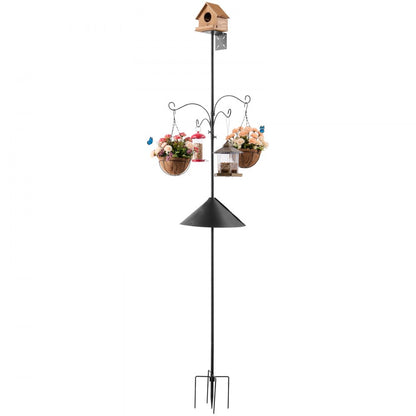 VEVOR 2370mm Bird Feeding Station 4 Hook Wild Bird Feeder Stand Pole