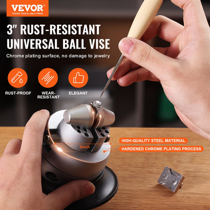 VEVOR Ball Vise, 3" Engraving Setting Tool, 360° Rotation Engraving Block Vise,