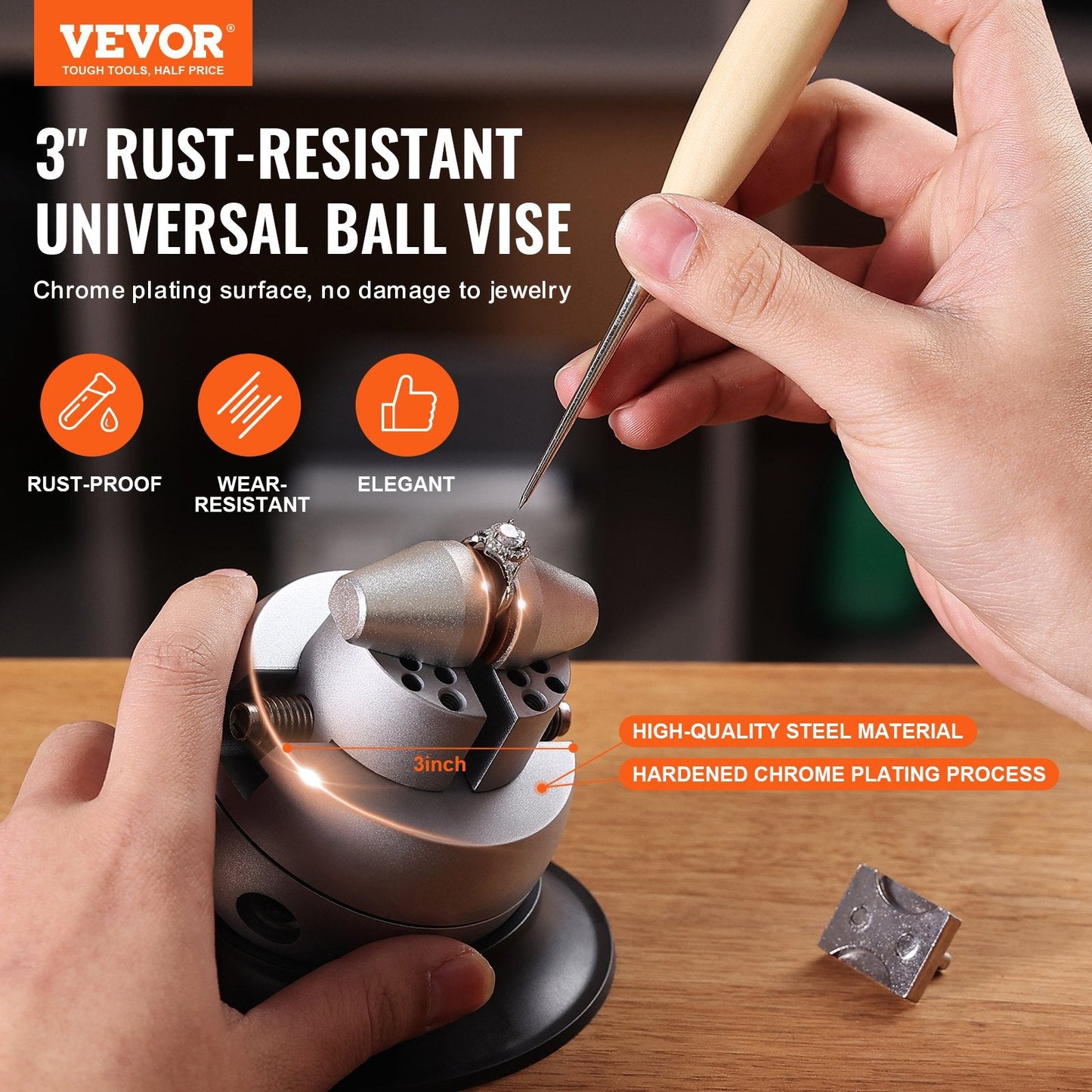 3" Rotating Engraving Ball Vise with 30 Attachments for Jewelry & Gemstone Work