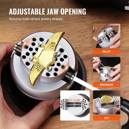 3" Rotating Engraving Ball Vise with 30 Attachments for Jewelry & Gemstone Work