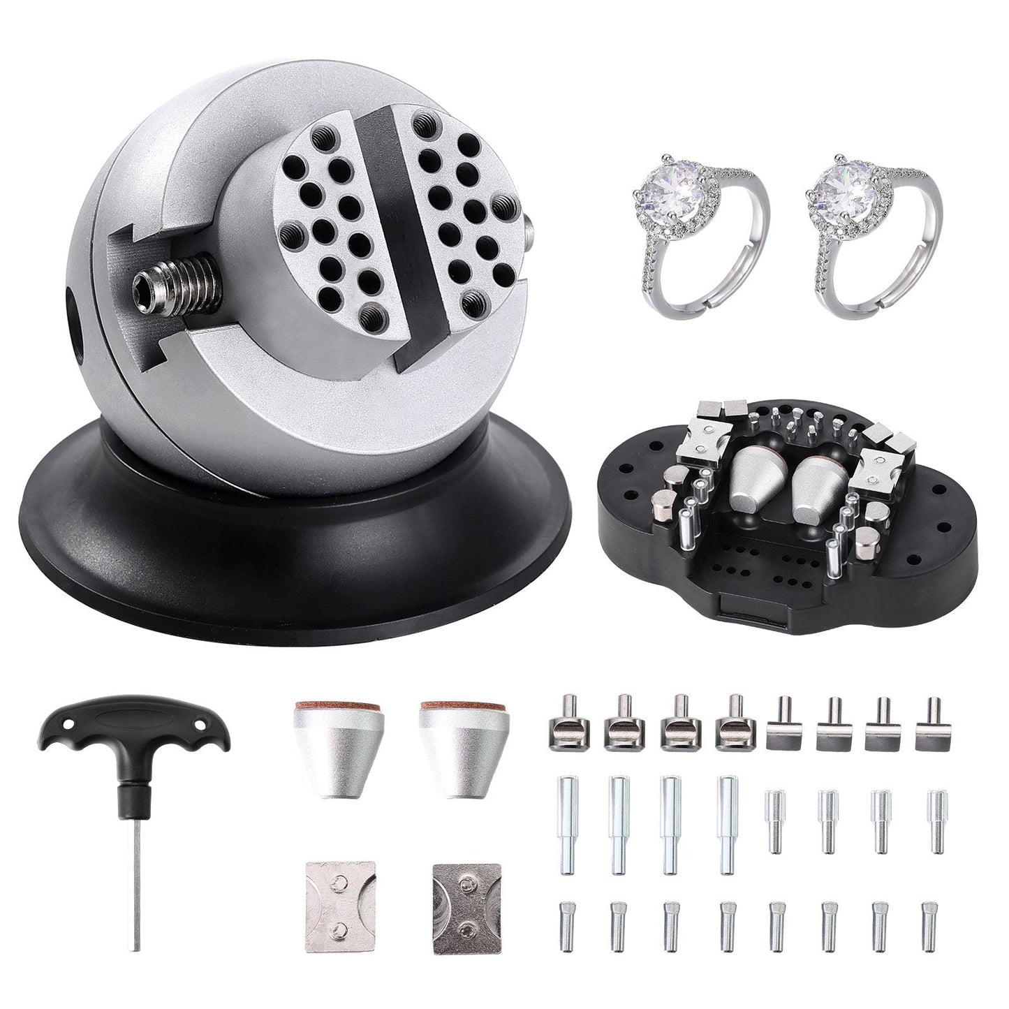 3" Rotating Engraving Ball Vise with 30 Attachments for Jewelry & Gemstone Work