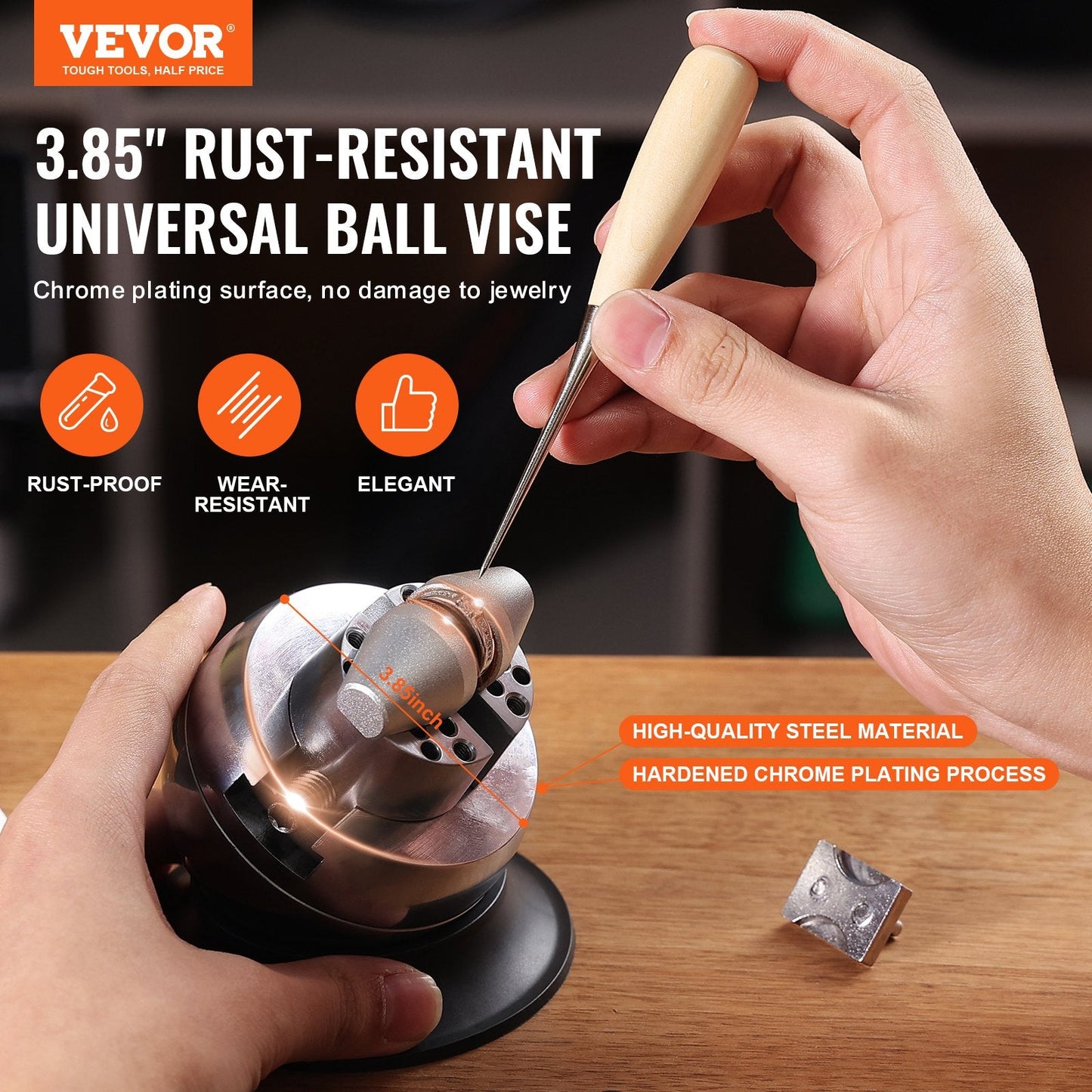 Professional 3" Jewelry Engraving Ball Vise with 360° Rotation and 30 Attachments