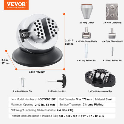 VEVOR Ball Vise 3" Engraving Setting Tool 360°Rotation Professional Ball Vise 30