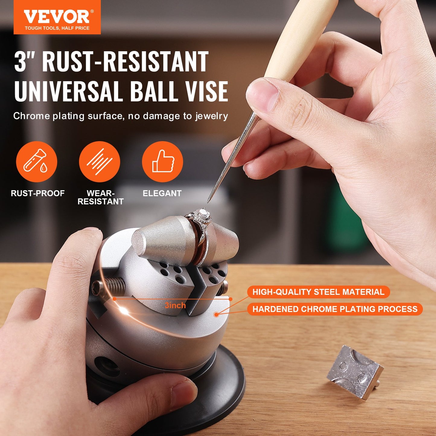 VEVOR Ball Vise, 3" Engraving Setting Tool, 360° Rotation Engraving Block Vise,