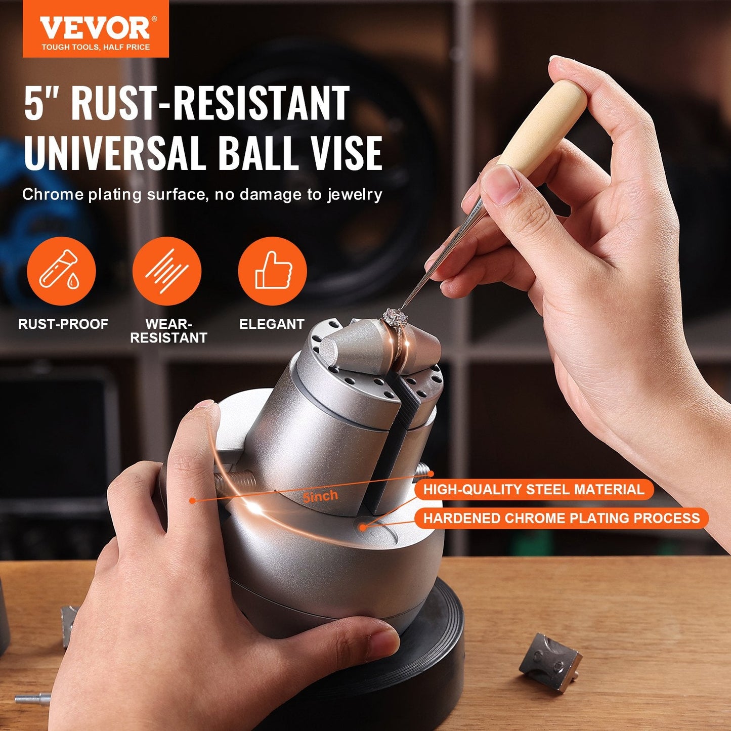 Engraving Ball Vise with 360° Rotation, 9.2 kg, Includes 35 Attachments