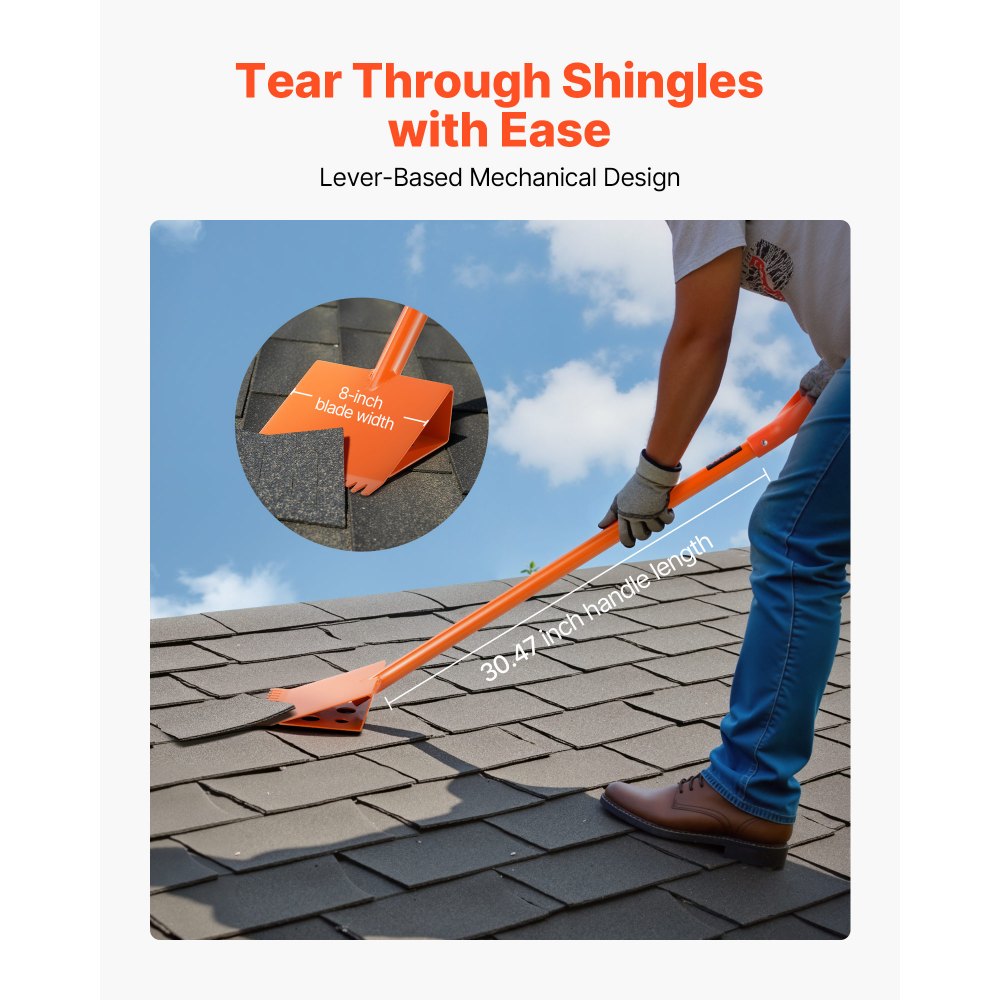Shingle Shovel 2 Pack, D-Grip Handle Shingle Roof Ripper, High Hardness 45# Steel & Lightweight Easy Tearing Off Roofing