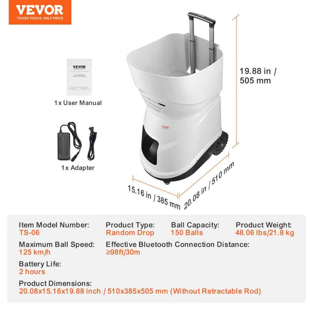 VEVOR Tennis Ball Machine Automatic Portable Ball Launcher Training Practice