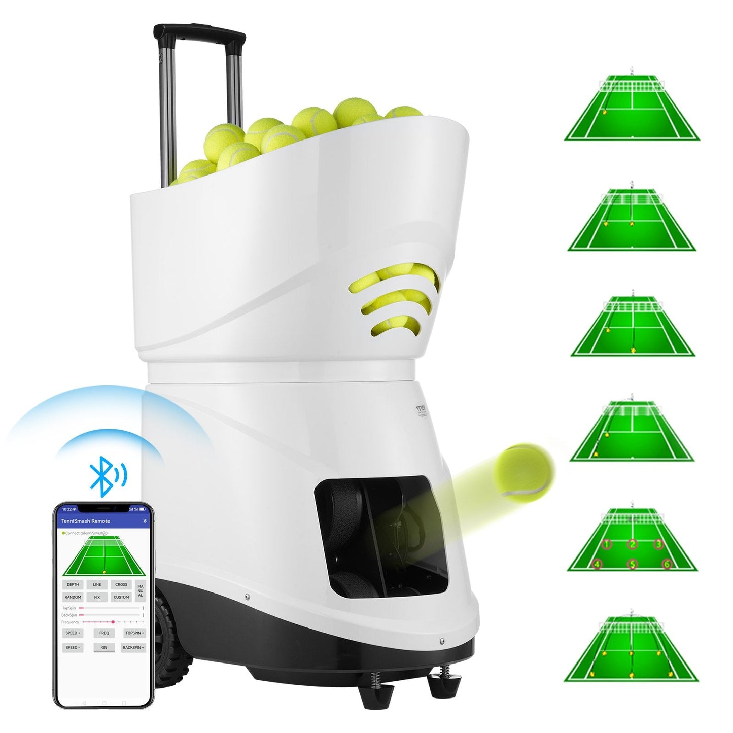 Portable Automatic Tennis Ball Launcher with Bluetooth & 150-Ball Capacity