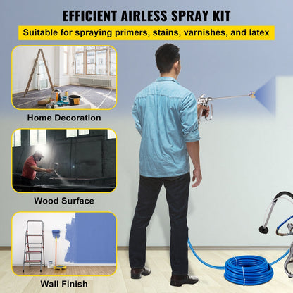 Airless Paint Spray Hose Kit 15m, 3600psi, 517 Tip, Swivel Joint, Secure Lock