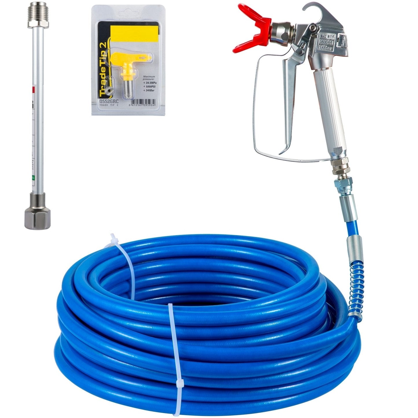 Airless Paint Spray Hose Kit 15m, 3600psi, 517 Tip, Swivel Joint, Secure Lock