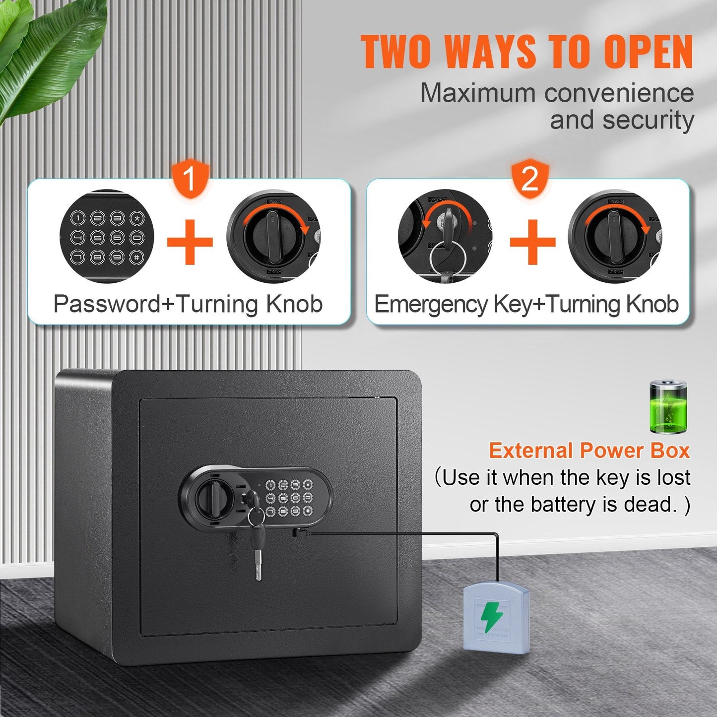 Steel Home Safe with Dual Lock, 0.034 Cubic Meter, Anti-Prying Design