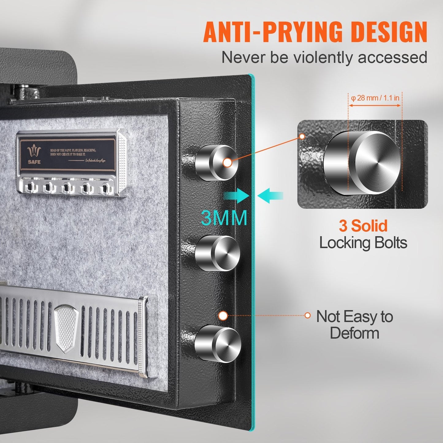 Steel Home Safe with Dual Lock, 0.034 Cubic Meter, Anti-Prying Design