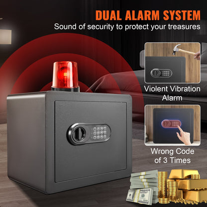 Steel Home Safe with Dual Lock, 0.034 Cubic Meter, Anti-Prying Design